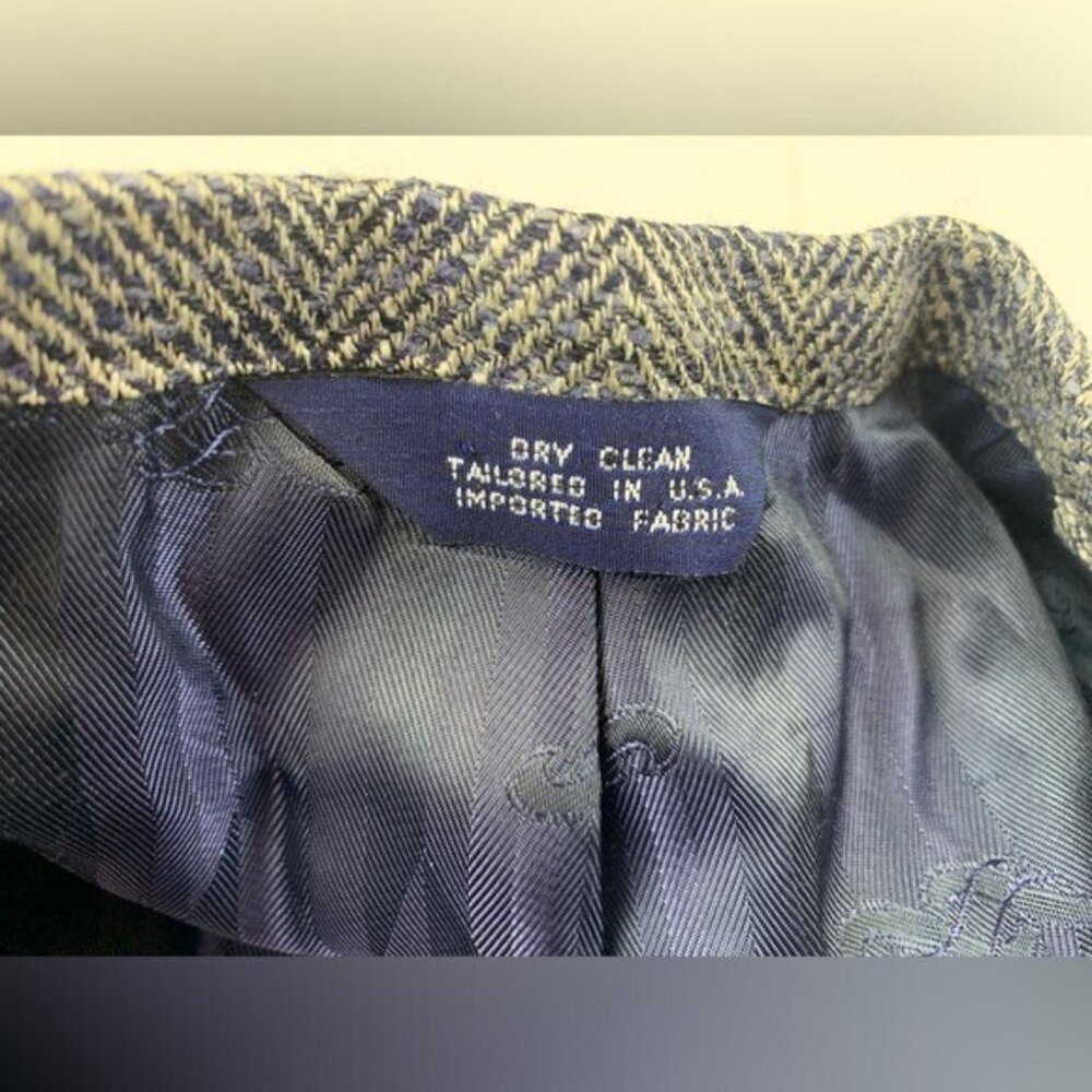 Vintage Walter Pye's LeBaron Clothes Blazer Jacket Dark Blue Herringbone 43L EUC - Picture 10 of 14